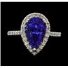 Image 2 : 3.37 ctw Tanzanite and Diamond Ring - 14KT White Gold