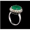 Image 4 : 14KT White Gold 5.95 ctw Emerald and Diamond Ring