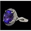 Image 1 : 7.25 ctw Tanzanite and Diamond Ring - 14KT White Gold