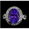 Image 2 : 7.25 ctw Tanzanite and Diamond Ring - 14KT White Gold