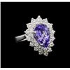 Image 1 : 3.27 ctw Tanzanite and Diamond Ring - 14KT White Gold