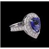 Image 1 : 3.43 ctw Tanzanite and Diamond Ring - 14KT White Gold