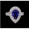 Image 2 : 3.43 ctw Tanzanite and Diamond Ring - 14KT White Gold