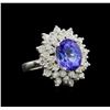Image 1 : 3.90 ctw Tanzanite and Diamond Ring - 14KT White Gold
