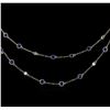 Image 2 : 5.05 ctw Blue Sapphire and Diamond Necklace - 18KT White Gold