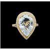 Image 2 : 7.05 ctw Aquamarine and Diamond Ring - 14KT Yellow Gold