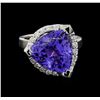 Image 2 : 9.25 ctw Tanzanite and Diamond Ring - 14KT White Gold