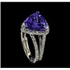 Image 4 : 6.10 ctw Tanzanite and Diamond Ring - 14KT White Gold