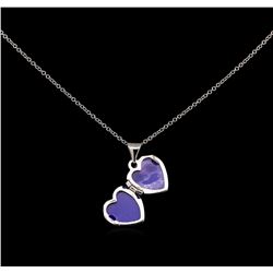 14KT White Gold Heart Locket Pendant With Chain