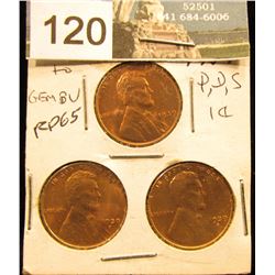 1939 P D S Lincoln Cent Set of 3 coins RD-65