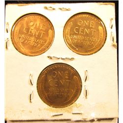 1942 P D S Lincoln Cent Set of 3 coins    RD-65