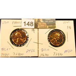 (2) 1960 Large Date Lincoln Cent PF-66