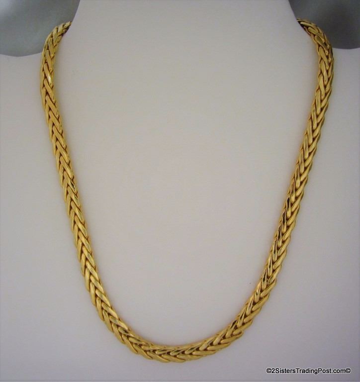 14K Yellow Italian Gold Palma Link Neck Chain Stamped ITALY, IWW, 14kt & 585