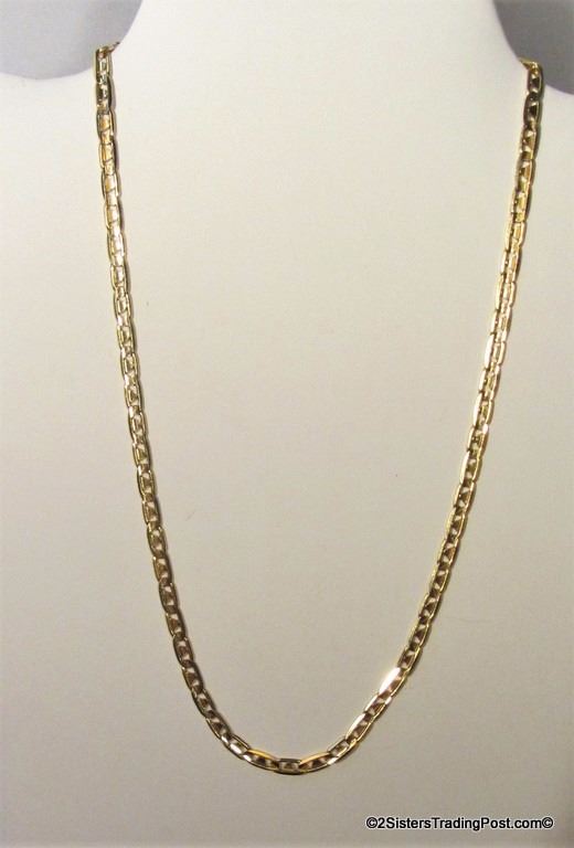 14K Yellow Italian Gold Anchor Chain Variation Neck Chain Stamped .585 ITALY & ah