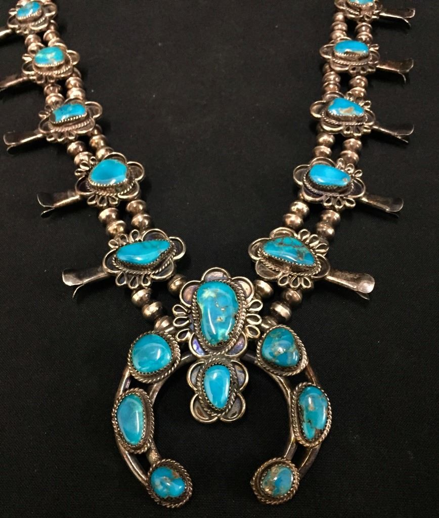 Vintage Navajo Squash Blossom Necklace