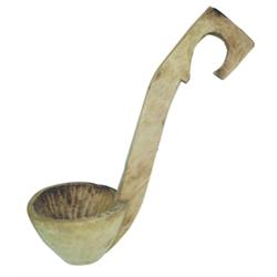 Hand carved primitive wooden water dipper w/handle, 16"L.