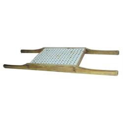 Porcelain strainer w/wood frame, 30"L.