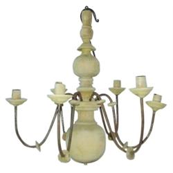 Early 6 light wooden candelabra, holds 6 candles, 16"L.