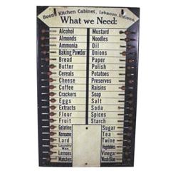 Boone Kitchen Cabinet "What we Need" grocery reminder, Lebanon, IN, 13"H.