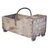Image 1 : Primitive wooden tote w/hand forged handle, box dated 1875, 18"L.