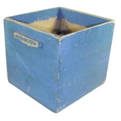 Robin's egg blue painted egg crate, 13"H.