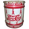 Image 1 : Tin bulk syrup drum for "Pepsi-Cola." Good paint, 17”H.