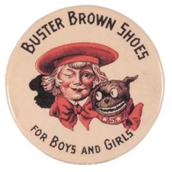 Buster Brown Shoes pocket mirror, Whitehead & Hoag, some light scratches, ex. color, C.1910-15, 1 3/