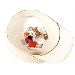 Buster Brown pin dish in shape of old cap, Tige is balancing teakettle on nose, very unusual, 4 5/8"