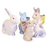 Image 1 : Lot of 5 paper-mache rabbits, 6 1/2" to 9"H.