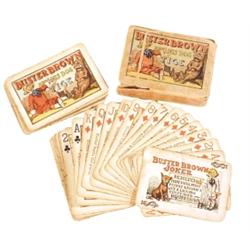 Full deck of Buster Brown playing cards in orig. box (no lid) C. 1906, US Playing Card Co., 2 1/2" L