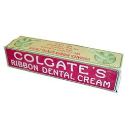 Oversize display box for "Colgate Ribbon Dental Cream." 22"L, C.1930.
