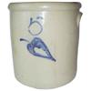 Image 1 : 5 gal. salt glaze crock w/birch leaf, interior rim chip, not marked.