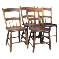 Set of 4 half spindle back country kitchen chairs.
