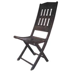 Early wooden folding deck chair, slatted back & seat, 41"H.