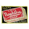Image 1 : "Naptha Soap," tin sign, C.1912.  Bent corner, otherwise, good condition, 18”W x 12”H.