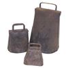 Image 1 : Lot of 3 bells:  2 sheep bells w/original clappers, 4" & 6" & 1 sheep bell w/no clapper, 2 1/2".