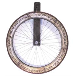 Old wooden carnival gambling wheel, red & white, 32"Dia.