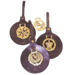 Lot of 4:  3 round horse straps w/round medallions & 1 horse medallion, 6"Dia.