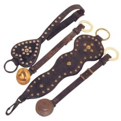 Lot of 4 horse straps:  3 w/hearts, 3 brass & 1 silver colored, 14" to 24"L.
