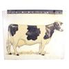 Image 1 : Masonite double-sided cow sign w/metal hanger, nice condition, 23"W x 19"H.