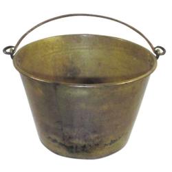 Brass apple butter kettle w/handle, made in Waterbury, CT., 13"Dia.