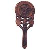 Image 1 : Hand carved walnut hand mirror, flower & leaf design,  13"L.