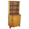 Image 1 : Child's stepback cupboard w/open top, 1 door below, bittersweet paint over pine, 19"W x 43"H.
