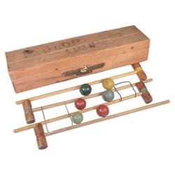 Children's Buster Brown Shoes Parlor Croquet Set, #890, 4 mallets, 6 balls & 2 wickets, 22"W.