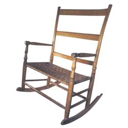 Double rocker, maple w/woven seat, 33"W x 39"H.