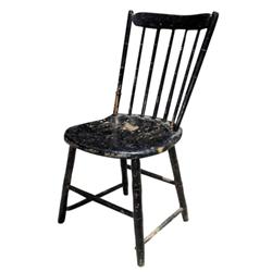 Round seat chair w/ black paint & five spindles
