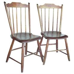 Lot of 2 rabbit ear Windsor chairs, C. 1860-1875, 35"H.