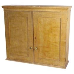 Grain-painted 3 shelf hanging cupboard, 33"W x 28"H.