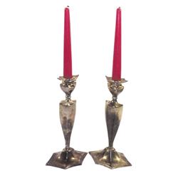 Pair of heavy silver plated candlesticks, GM Co. #2100, 10"H.