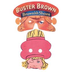 2 Buster Brown Shoes advertising masks, very colorful & never folded, 10"W & 6 1/4"W.